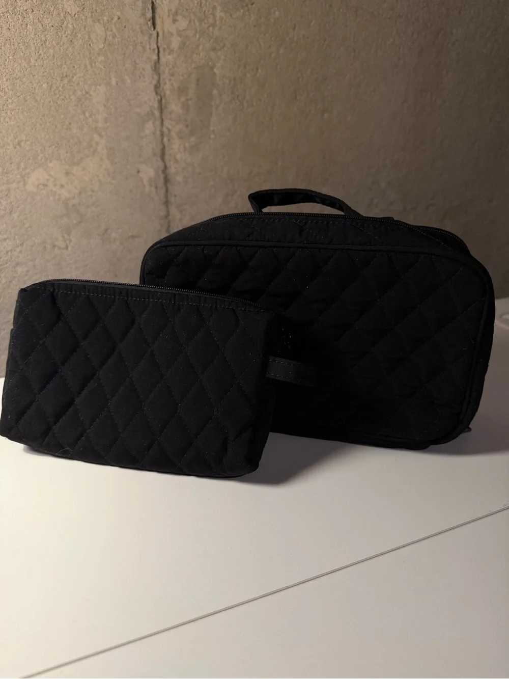 VERA BRADLEY Black Quilted Cosmetic Bag and Zip Pouch Set